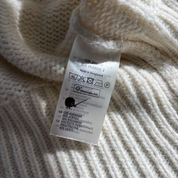 MONKL Cable Knit Cardigan Sweater Ivory with Button Detail Women's Size Small - Picture 6 of 10